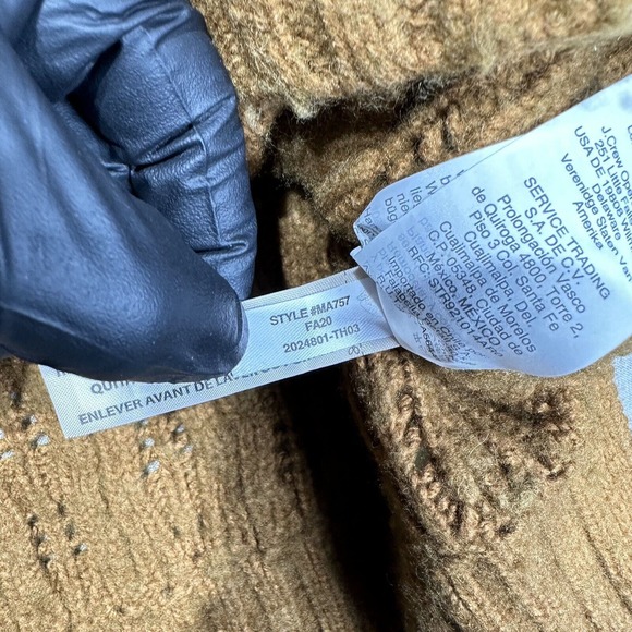 Madewell Pointelle Stitch Mix Mockneck Tan Sweater MA757 Knit Sz XS - Picture 5 of 9